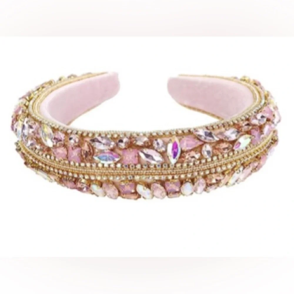 New HAIMEIKANG Velvet Rhinestone Baroque Headband, Crystal Gemstone Headband
